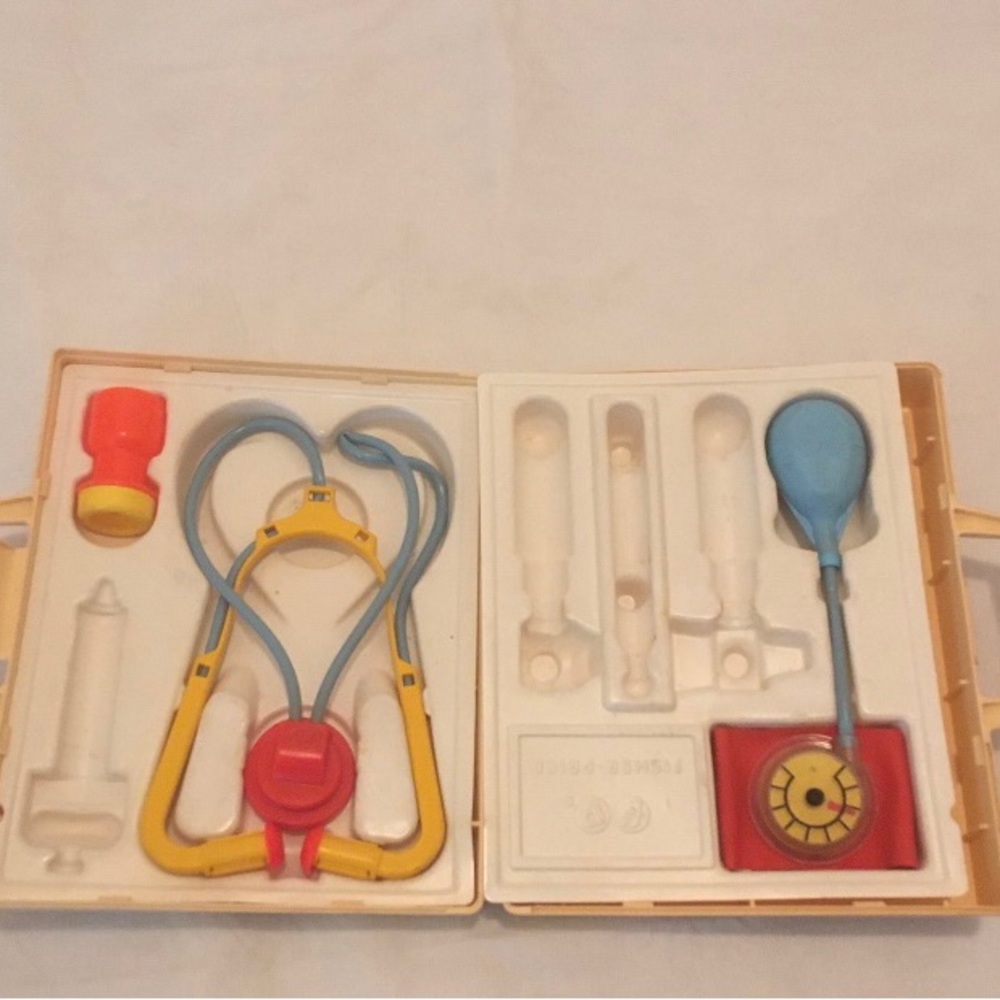 Vintage 1977 Fisher Price Toy DOCTOR MEDICAL KIT DR NURSE Set # Missing Items Dr